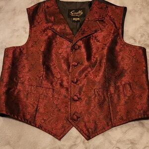 SCULLY Paisley Vest Boys XL Burgundy And Black Western Wear